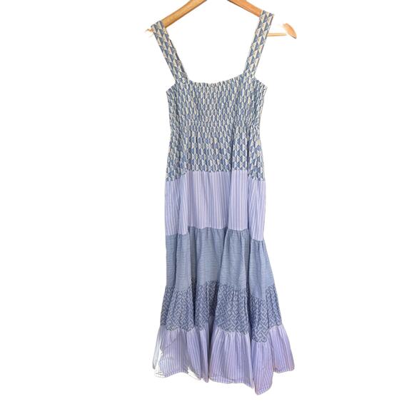 SANDRO Women's Tropea Multiprint Blue Maxi Sundress - Picture 4 of 5